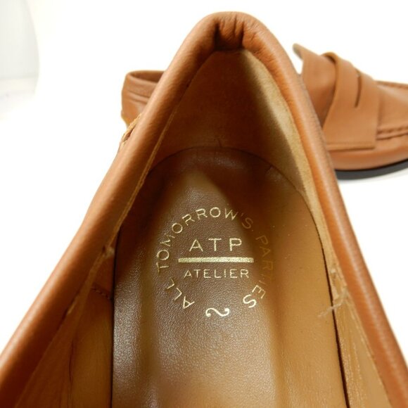 ATP ATELIER Airola Penny LOAFERS Flats 6 Brandy Brown Nappa Leather NEW $590 - Picture 9 of 15